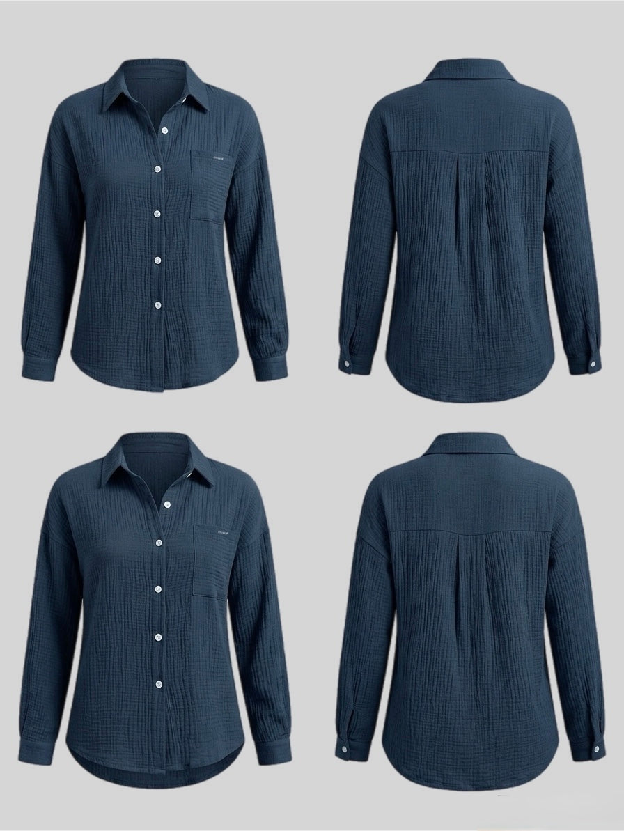 Evelyn Textured Cotton Gauze Button-Down Shirt