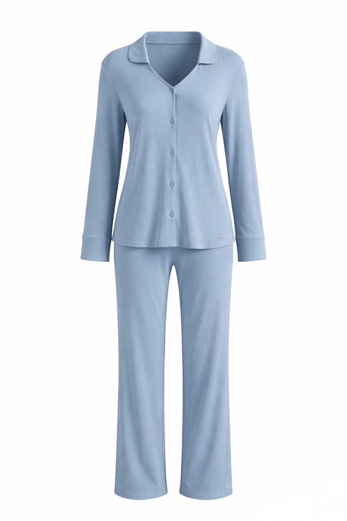 CloudNine Ribbed Button-Down Pajama Set
