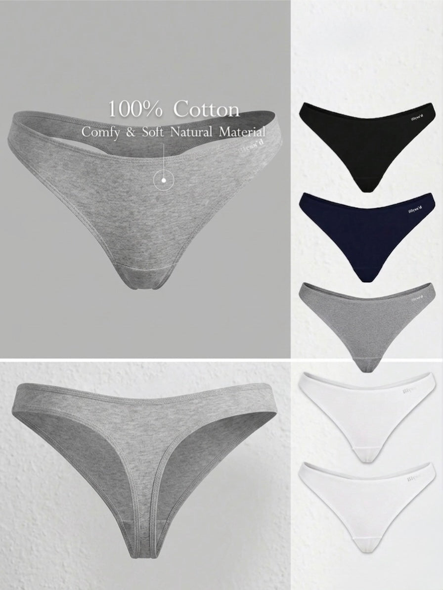 Everyday Comfort 100% Cotton Breathable Thong Underwear-1pc