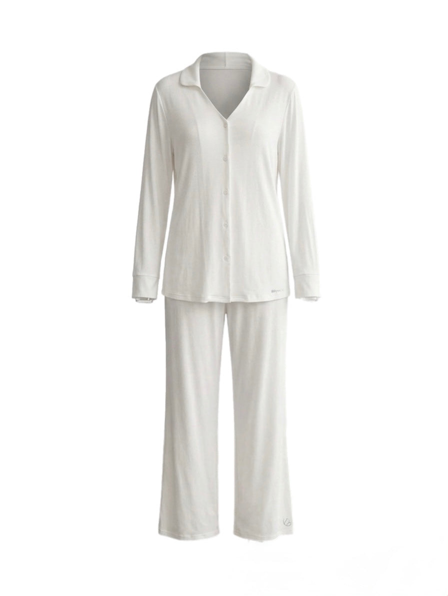 CloudNine Ribbed Button-Down Pajama Set